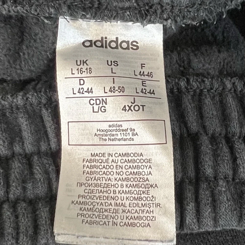 Adidas Black Fleece Sweatpants Logo Joggers Lg Unisex Style DP2399 No Drawstring